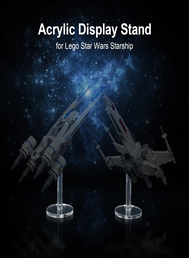 NAOCARD Acrylic Display Stand for Lego 75399 Rebel U-Wing Starfighter Building Set, Transparent Rotating Acrylic Riser Compatible with TIE Bomber 75347, TIE Fighter & X-Wing 7539 - Image 2